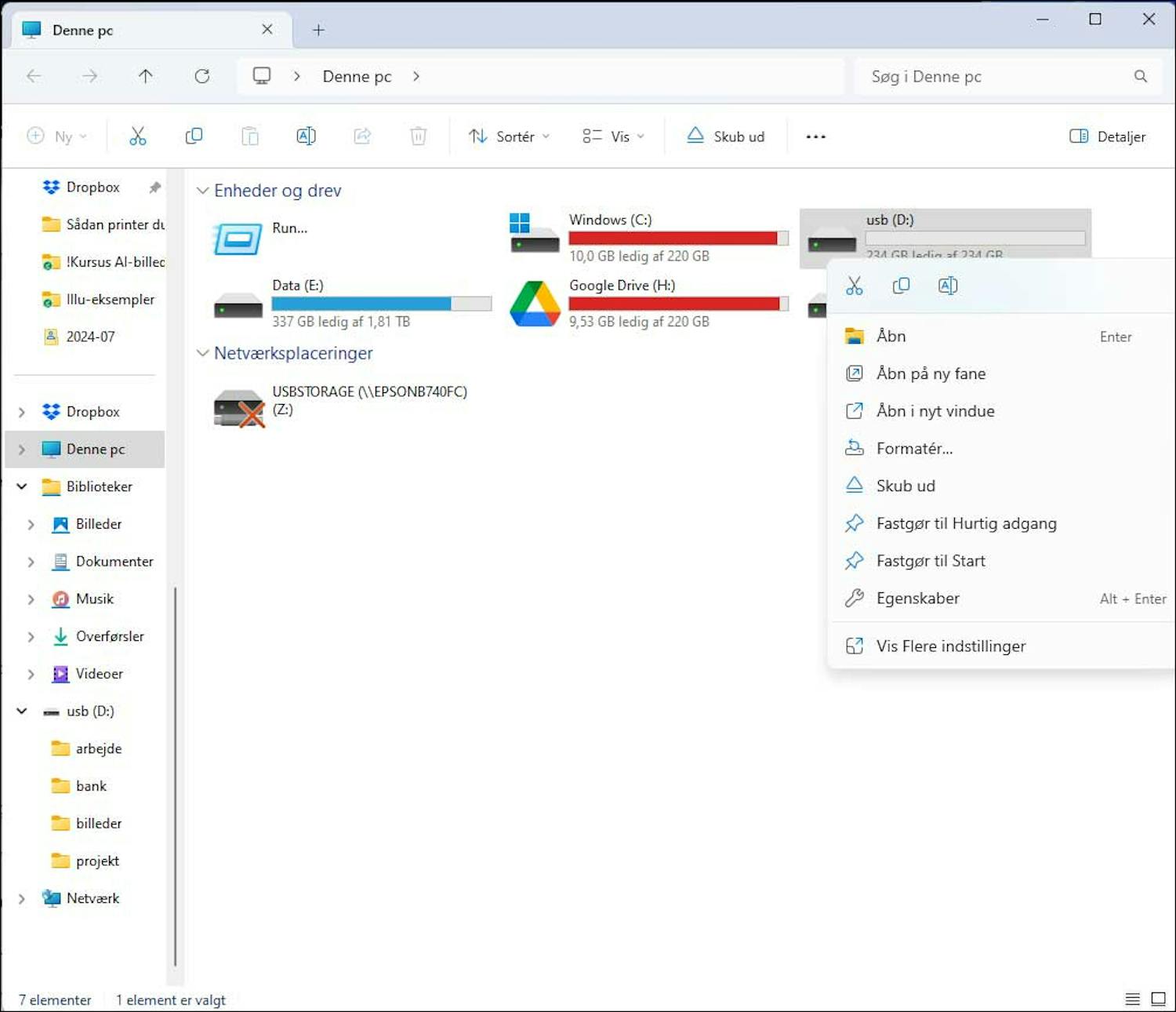 Trin 1: Du kan formatere din harddisk og andre drev direkte gennem Stifinderen i Windows.